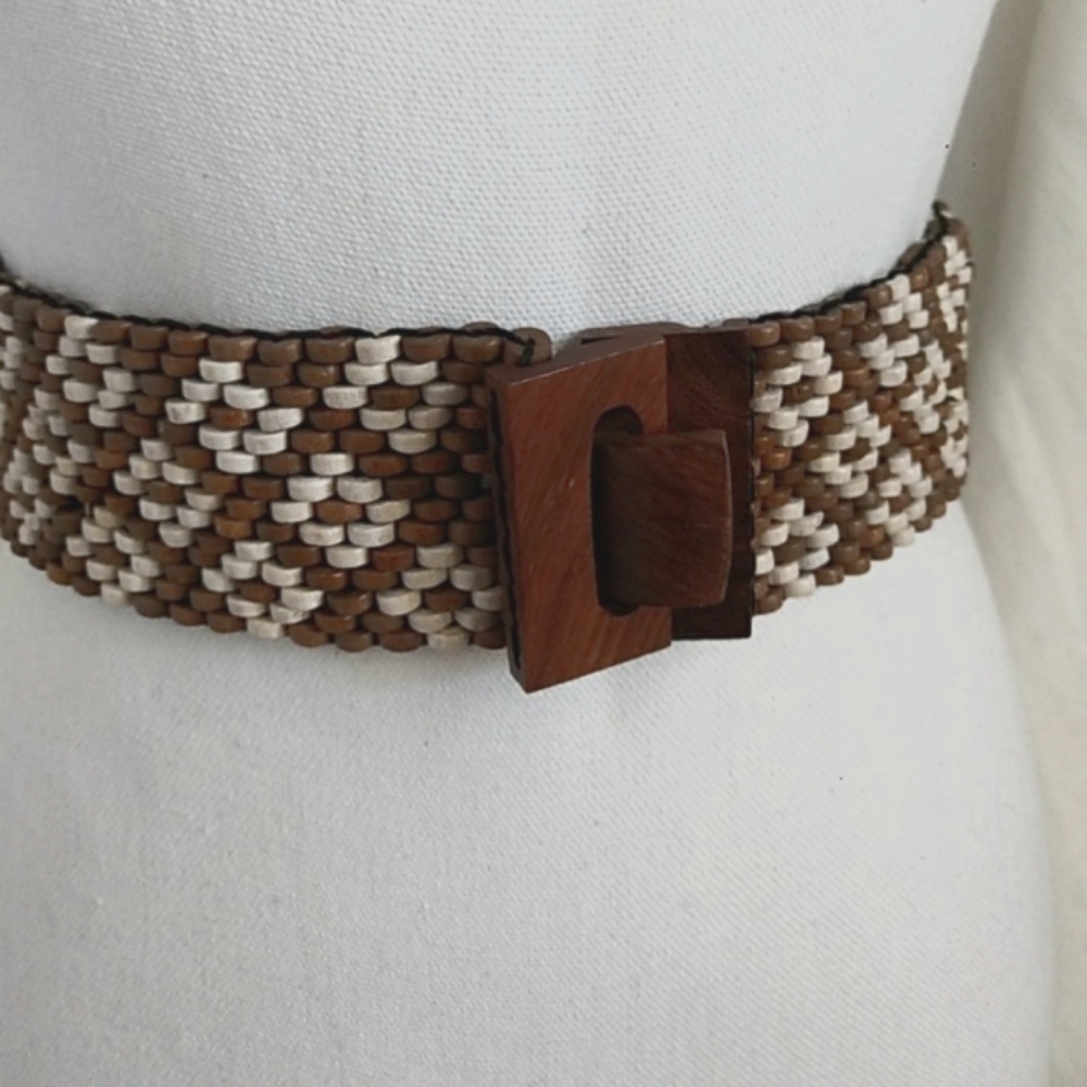 Wood beaded belt